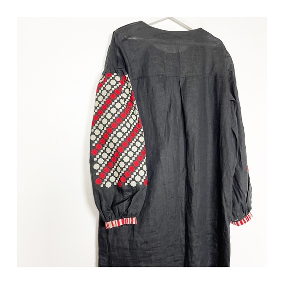 Etnodim Vyshyvanka Dress Linen Black Red White Ethnic Ukrainian RARE - Picture 6 of 12